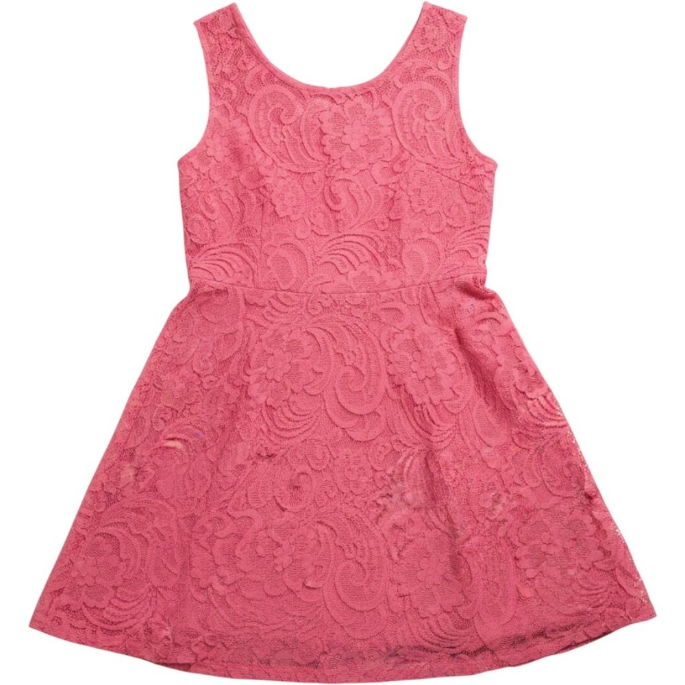La Scala Girls Coral Pink Floral Lace Tulle Skirt Party Dress 21559 Size S/Chico